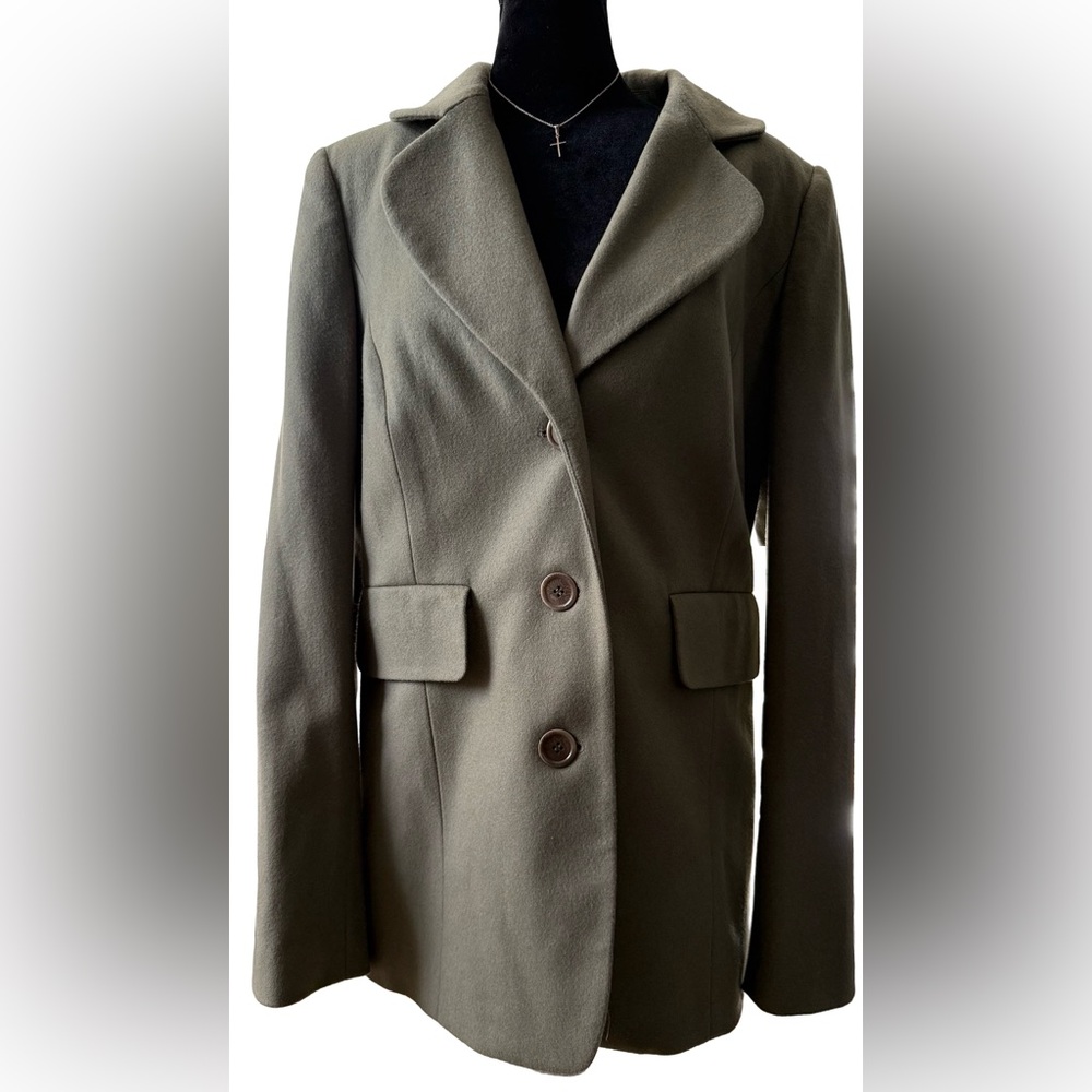 Carlisle Wool Cashmere Blend Taupe Olive Blazer Sz 10 $545 NWT Career Luxe
